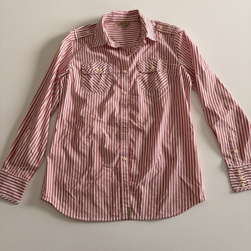 US Army 1st Infantry Division Pink/Red Stripe Button Up Blouse Shirt Size XL EUC